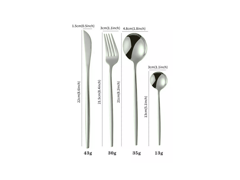 Set 24 Piezas Cubiertos Acero Inoxidable Plateado