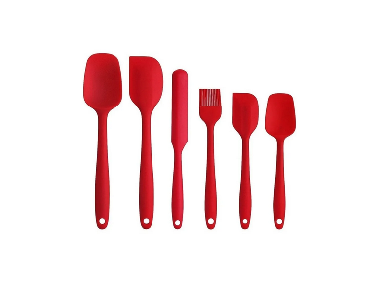 Set 6 Espátula Silicona Antiadherente Rojo