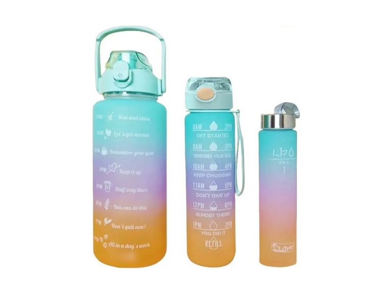 Pack 3 Botellas Agua Portátil 2000 800 300 ML Verde