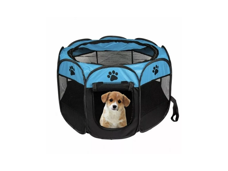 Corral Mascotas Portátil Multifuncional Perros Gatos Talla L Azul