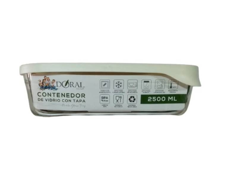 Hermético de Vidrio Rectangular Glass Try 2500 ml Doral