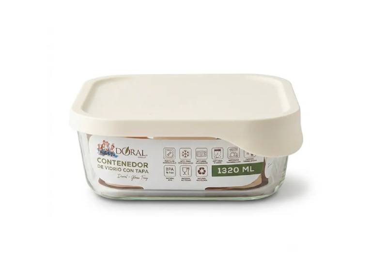 Hermético de Vidrio Cuadrado Glass Try 1320 ml Doral