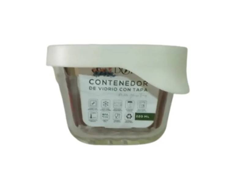 Hermético de Vidrio Cuadrado Glass Try 220 ml Doral