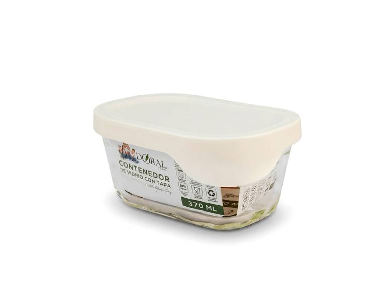 Hermético de Vidrio Rectangular Glass Try 370 ml Doral
