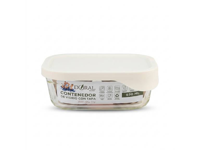 Hermético de Vidrio Rectangular Glass Try 930 ml Doral