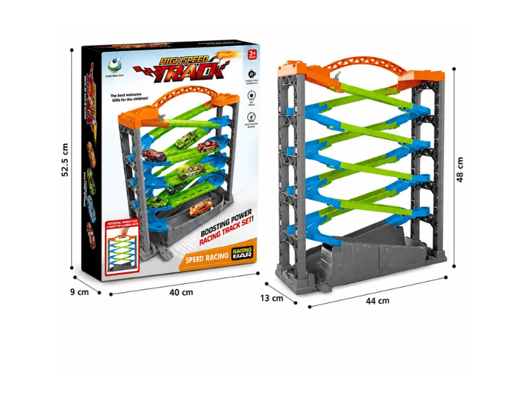 Pista Speed Racing de 5 Niveles con Rampas en Zigzag