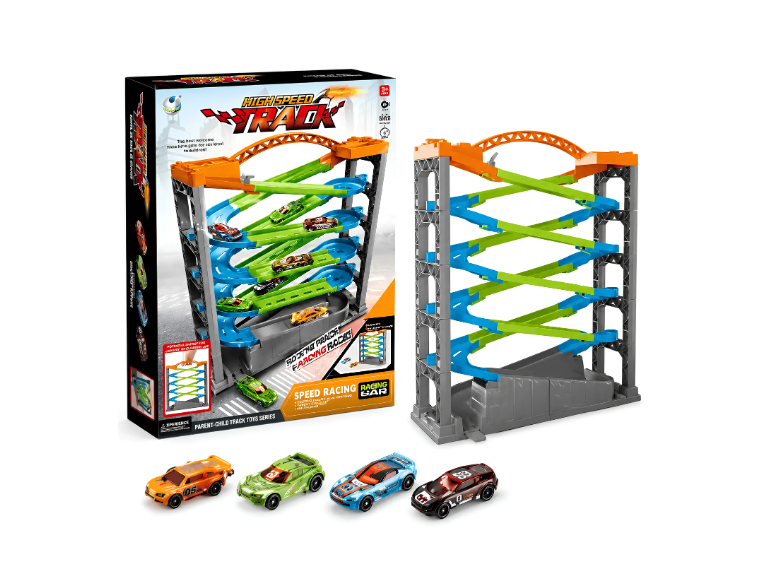 Pista Speed Racing de 5 Niveles con Rampas en Zigzag