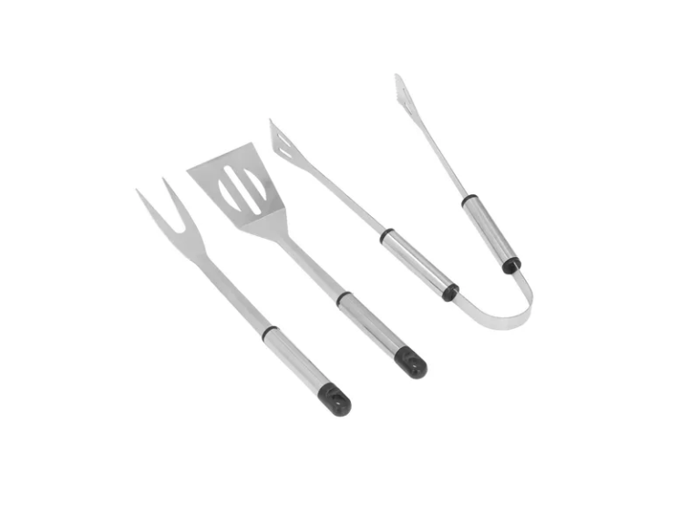 Set de 3 utensilios para barbacoa de acero inoxidable