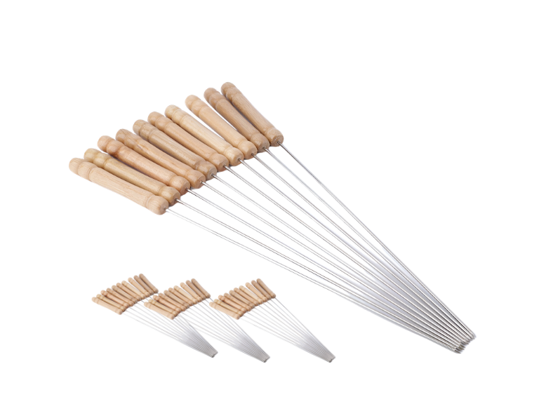 Pack 40 Brochetas Anticucho de Acero Inoxidable con Mango de Madera