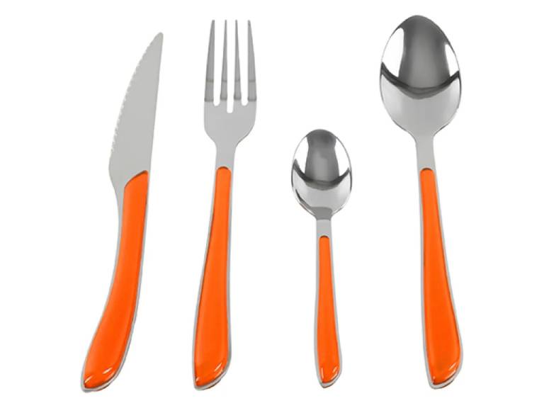 Set de Cubiertos Doral Colorful 24 Piezas Acero Inoxidable Naranjo