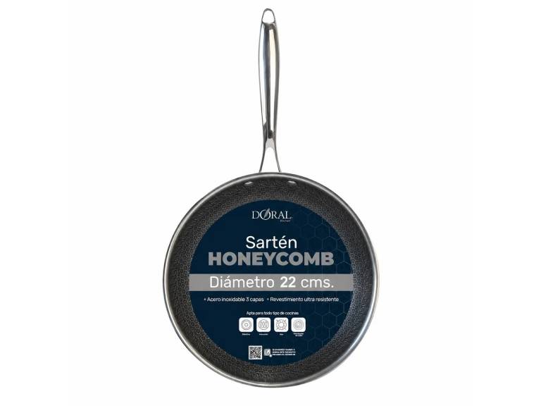 Sartén Honeycomb de Acero Inoxidable 3 Capas Doral 22 cm