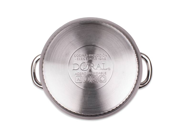 Olla Acero 22 cm Tapa Vidrio Kassel Doral