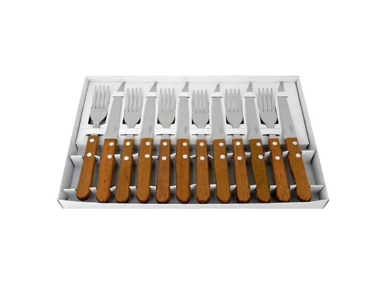Set Cubierto Mango Madera 12 pza Doral