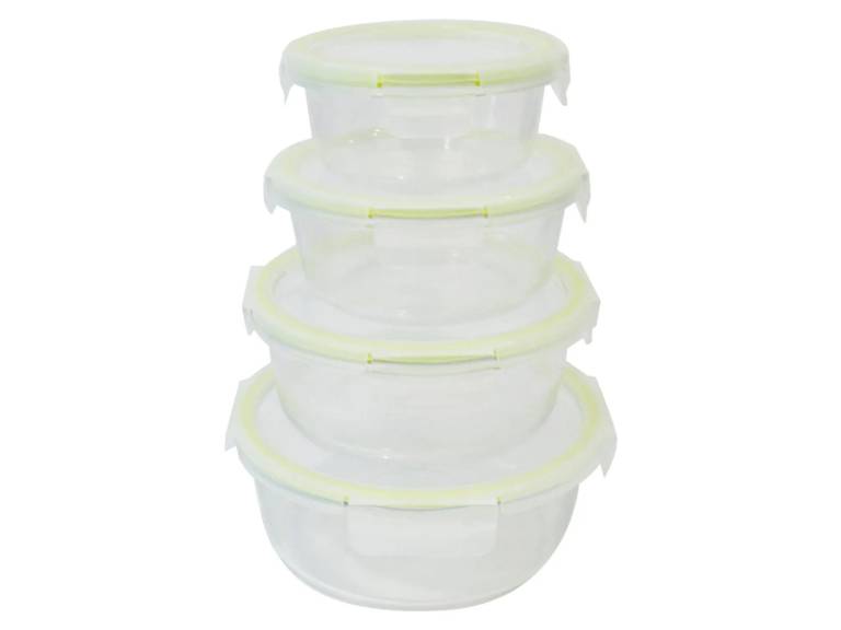 Set 4 Contenedores de Vidrio Redondos Fresh 390+650+950+1.300 ml