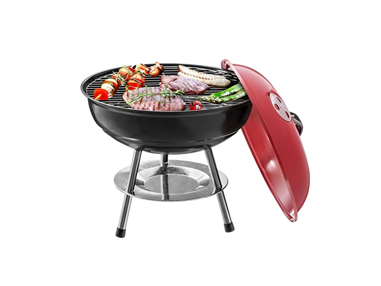 Parrilla asado carbón redonda 36cm roja