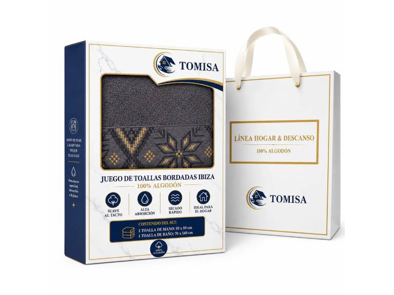 Juego de Toallas Tomisa Ibiza Bordadas 100% Algodón Morado