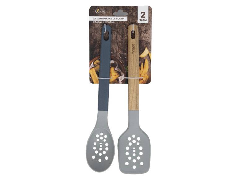 Set Espumaderos de Cocina 2 Piezas Cuchara + Espátula Azul