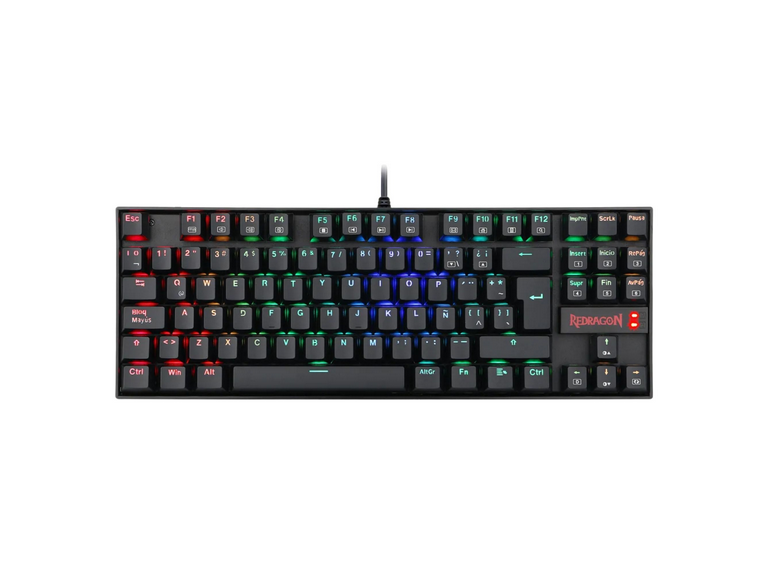 Teclado Mecanico Gamer Redragon LED RGB Kumara Negro