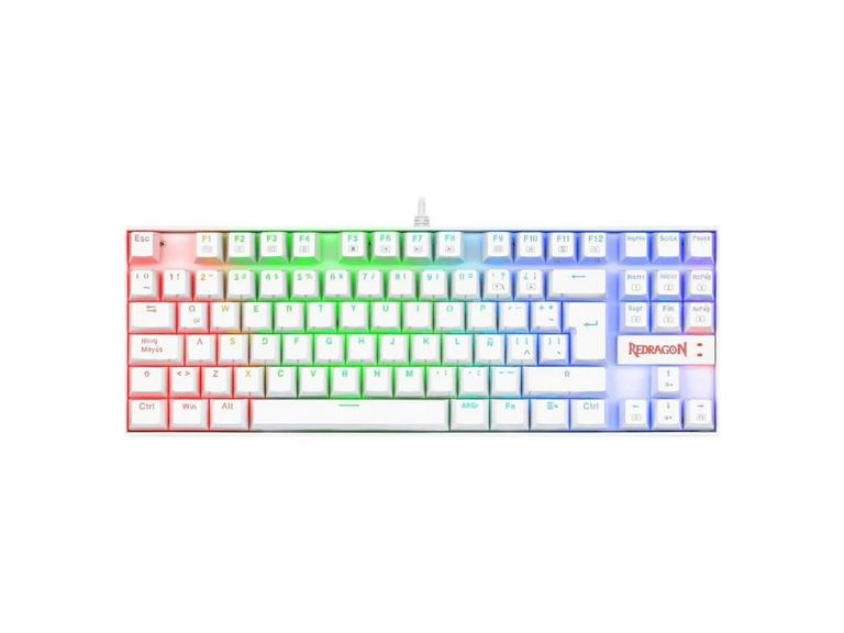 Teclado Mecanico Gamer Redragon LED RGB Kumara Blanco